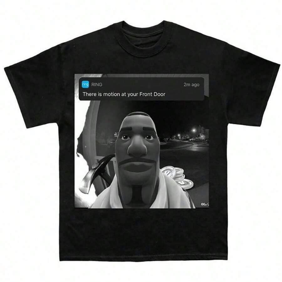 Motion Meme T-Shirt - Funny Viral Graphic Teegraphic Tees Men Shirts Streetwear White Shirt Black Shirt - 黑色 - 查看 1