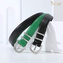 2-Pack Women's Leather Belts For Jeans And Dresses Plus Size - J-黑+綠 - 查看 5