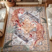 1pc Retro Tiger Pattern Area Rugs For Living Room, Floor Carpet For Bedroom, Carpets Home Decor Rugs, Homestay Hotel, Non-Slip Machine Washable Carpet, Home Decor Room Decor - Style 3 - View 1