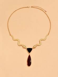 1pc Fashion Personalized Exaggerated Rhinestone Water Drop Snake Chain Y-Necklace, Versatile For Daily Wear, Party, New Jewelry - Multicolor - View 6