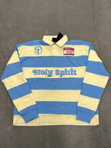 American Retro Street Style Letter Embroidery Men's And Women's Loose Sweater Long Sleeves - Màu xanh lam - Xem 1