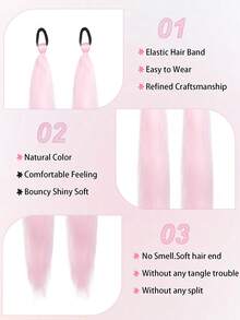1PC/2PCS Pink Gradient Braided Ponytail Synthetic Hair Extension With Elastic Band Wig Hair Extensions Braids For Women Halloween, Music Festivals, Parties, Cosplay, Holidays And Other Festivals
