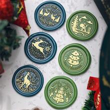 CYFUN DESIGN 1PC 3D Relief Christmas Tree Wax Seal Stamp Head, Christmas Sealing Wax Stamp, Gift Package Wax Seal, Christmas Gift Wax Seal Kit, Wax Sealing Stampfor Envelopes Christmas Cards Wedding Invitations For Christmas Gift Packing - Gold - View 4