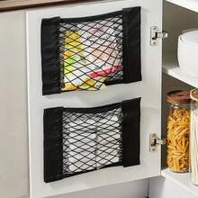 Saco de Armazenamento Multifuncional de Lixo, Saco de Tela Respirável Montado na Parede Saco de Armazenamento de Lixo de Uso Múltiplo, Cesta de Armazenamento Elástica na Porta do Armário, Adequado para Armazenamento e Organização Doméstica, Cozinha, Banheiro e Distribuidor de Diversos Itens Domésticos