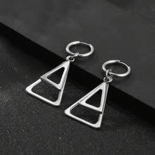 1 pieza Pendientes geométricos de triángulo con circonita cúbica de plata de ley 925 de estilo minimalista y elegante para mujeres, adecuados para fiestas, vacaciones, banquetes y bodas