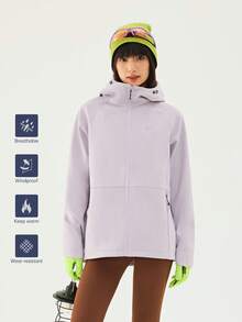 TECTOP Damen Thermojacke mit Kapuze, Outdoor Wandern Sport Mantel, weiches Material, Reißverschlusstaschen, Herbst/Winter