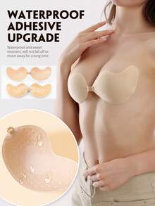 2 piezas Sujetadores adhesivos de silicona | Sujetador invisible sin tirantes con efecto push-up para mujeres | Esencial para vestidos sin espalda - Cubre pezones autoadhesivos con soporte de elevación - Multicolor - Ver 2