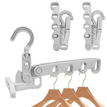 1 件随机款式可折叠晾衣架，带 5 个孔 - 便携式门用晾衣架，悬挂式收纳衣架适用于浴室、抽屉、衣柜，非常适合户外露营、商务旅行、旅行