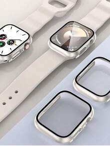 2 Stück Sternenhimmel PC + gehärtetes Glas integriertes Uhrengehäuse, stoßfest, kratzfest, modischer Schutzüberzug, kompatibel mit Apple Watch 40mm/41mm/42mm/44mm/45mm/46mm/49mm, geeignet für Apple Watch Ultra/SE/11/10/9/8/7/6/5/4 Serie, bequem zu tragen, unisex, rundum Schutz - Sternenlichtfarbe + Sternenlichtfarbe - Übersicht 7