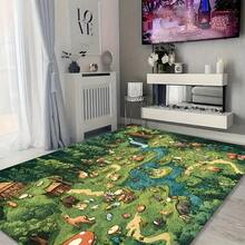 1 Piece 850gsm Soft Thick Lightweight Carpet - Forest Animal Pattern, INS Style, Machine Washable Non-Slip Durable Polyester Fiber Backing, Large Size Up To 2.16 Square Meters, Suitable For Bedroom, Living Room, Holiday Decoration, Bedroom Area Rug - Multicolor - View 7