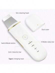 Ultrasonic Skin Cleansing Tool - USB Rechargeable, Vibration Face Scraper Blackhead Remover, Spatula Exfoliating Facial Lifting Beauty Tool, Affordably-Priced Skincare Device, Includes 2 Silicone Heads - Multicolor - View 8