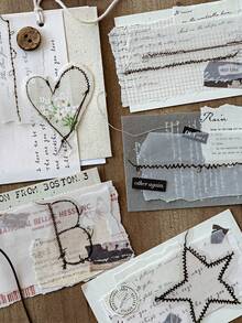 30 peças de materiais vintage para scrapbooking, padrões criativos de traços, série de estúdio de costura, adequados para presentes, escritório, casa, marcação, etiquetas, salas de aula, brinquedos de entretenimento, diários de estudantes, adesivos de decoração retrô