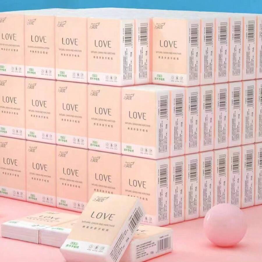 Fazzoletti di carta a tre strati ultra morbidi, tovaglioli di dimensioni da viaggio (6 fogli per confezione), adatti per San Valentino, Festa della Mamma, Natale e ogni tipo di festa - Bianco - Visualizzare 1