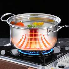 1pc Stainless Steel Pot With Transparent Glass Lid, Thick Small Pot Suitable For 1-2 People, Suitable For Home Or Buffet Single-Pot Use - Silver - View 10