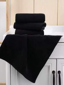 1 Piece Of Black Bath Towel, Polyester Fiber Rectangular Enlarged 80*160cm, Suitable For Male And Female Couples, Family Adults, Quick-Drying, Absorbent, Soft, Suitable For Bathroom, Hotel, Gym, Festival, Party, Pool, Beach Home Bathroom Decor Summer