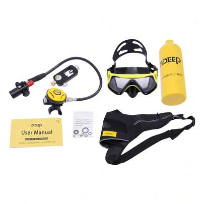  OUKANING 1L Scuba Diving Oxygen Cylinder +Carrying Strap + Diving Glasses + Refill Adapter + Mini Handbag With 15-20 Minute Emergency Rescue For Underwater Expeditions