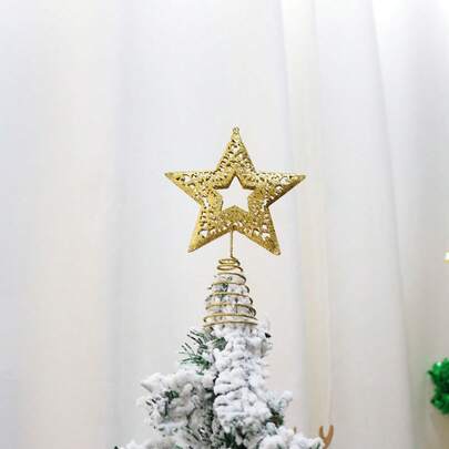 1個 - ゴールドパウダーコーティングの中空ツリートップスター、クリスマスパーティーの雰囲気づくりとクリスマスツリートップの装飾に使用、クリスマスの装飾、冬の部屋の装飾、クリスマスの飾り付け、クリスマスギフト、クリスマスの装飾