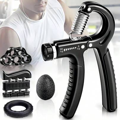 Kit De 5 Peças Aperto De Mão Ajustável Mola Pulso Flexor Antebraço Mãos 5-60Kgs Com Contador