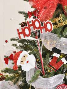 Błyszczące, świąteczne ozdoby w kształcie bałwana i renifera – materiałowe łodygi choinkowe z klipsami, nie wymagają prądu, czerwono-biały wzór w paski z laską cukrową, idealny na czubek choinki do użytku wewnątrz i na zewnątrz oraz jako świąteczna dekoracja domu