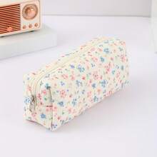 1pc Soft Fabric Pencil Case With Floral Print & Bow Patterns - Elegant Zippered Stationery Organizer For Office, Travel - Mixed Colors, Metal Zippers, Gift For Friends, Pencil Case Pouch, Supplies, Playful Design, Charming Design,Back To School,Bag - Multicolor - View 14