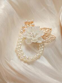 2件/1件玫瑰金金属合金胸针和腕花套装，适合新郎、新娘、婚礼、订婚、活动、派对、宴会、情人节配饰 - A - 查看 7