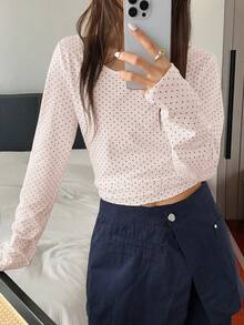 Áo thun dài tay in họa tiết phong cách thường ngày Nora Noon dành cho nữ, thích hợp phối cùng áo thun in hình, áo trắng, dự tiệc, sinh nhật và các ngày lễ. - Hồng - Xem 7