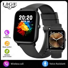 LIGE Sunkta 新款时尚男士智能手表 1.85 英寸屏幕 天气预报 通话记录 无线通话 语音助手 运动记录 消息推送 音乐控制 DIY 表盘 久坐提醒手表 200mAh - 黑色 - 查看 18
