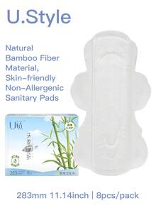 U.Style Sanitary Pads For Women Porous Bamboo Fiber, Refreshing Soft Surface Extra Heavy Absorbency Sanitary Napkins With Wings