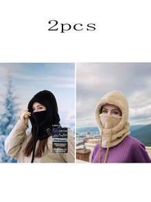 1 chiếc mũ giữ ấm tai và cổ mùa đông có lớp lót giữ nhiệt, mặt nạ trượt tuyết, mũ giữ ấm đầu và cổ bằng vải dệt kim polyester, dành cho cả nam và nữ, nhẹ, nhãn ngẫu nhiên - A - Xem 18
