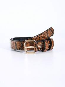 1 pieza Cinturón casual y minimalista para mujer, con estampado de serpiente, pitón, leopardo o vaca, de moda para uso diario - Multicolor - Ver 9