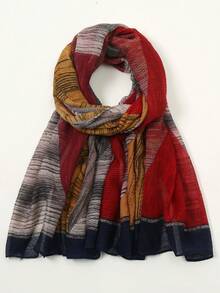 1pc Geometric Pattern Casual Polyester Chiffon Printed Scarf, Crinkle Scarf, Suitable For Spring, Summer, Autumn, Winter For Dress