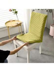Silla cojín del asiento minimalista poliéster funda de cojín,protector de cojín elástico extraíble y lavable para asiento de silla para casa - Amarillo ante - Ver 3
