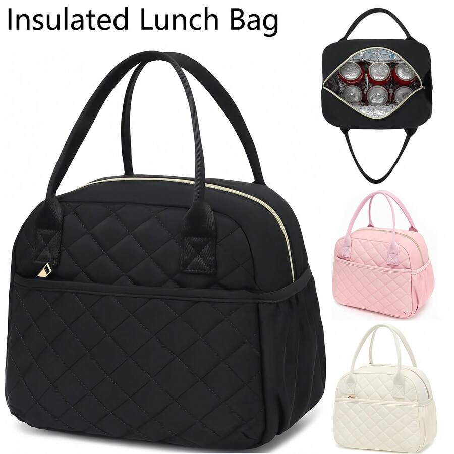 New Fashionable Large Capacity Lunch Bag, Portable Tote Bag, Women's Tote Bag, Bring Food To Work, Commute, Daily Insulation, Fitness, Swimming, Travel, Reusable Refrigerated Bag, Can Store Food Boxes, Beverages, Packaged Food, Etc. When Working In The Office Or Camping, It Can Keep The Physical Object Hot/Cold For Several Hours. It Is A Must-Have For Outdoor Enthusiasts, Office Workers, And Returning To School Scenes - 彩色 - 查看 1