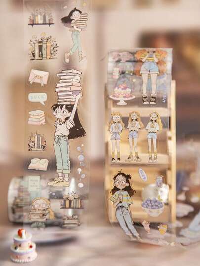 have a good day لفة 2 متر من شريط واشي الزخرفي ذو موضوعات شخصيات جميلة، ملصقات إبداعية جمالية، لوازم إبداعية للتجليد والحرف اليدوية، هدايا المناسبات، مخطط شخصي، قرطاسية المدرسة