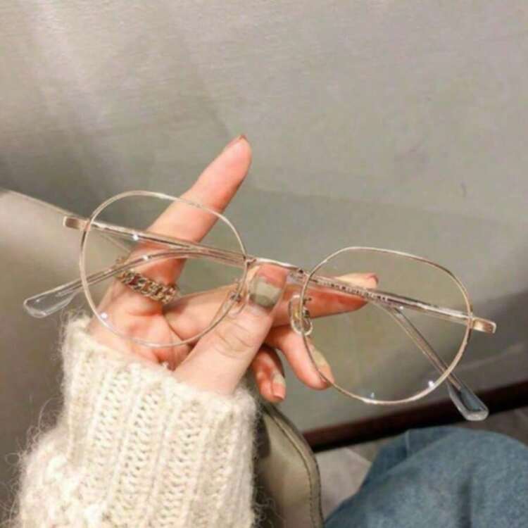 1pc Ladies High Appearance Level Student Light Round Face Display Face Flat Flat Light Mirror Plain Frame For Computer Reading Gaming TV Phones - Multicolor - View 2