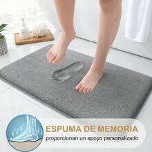 2 Piezas Alfombra de Baño de Espuma de Memoria Antideslizante Alfombra de Baño de Secado Rápido Alfombra de Microfibra Lavable aáquina Alfombra de Piso Súper Absorbente Suave - Gris Oscuro - Ver 6