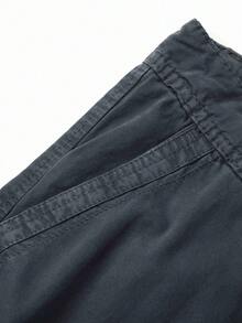 Plus-Size Men's Solid-Color Pure Cotton Fashionable Casual Campus College Style American High Street Outdoor Mountain Tactical Style Workwear Shorts - 藏蓝色 - 查看 5