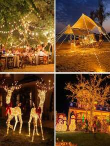 50/100/150/200/300 Luces de Navidad solares LED, 8 modos - Luces de hadas resistentes al agua IP65 | Luces de jardín, ideales para jardín, patio, casa, fiesta, vacaciones, boda y decoración navideña - Cadena de luces LED solares - Ver 8
