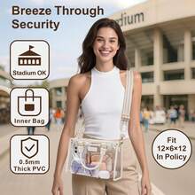 Clear Tote Bags For Women 11x5x7 - Clear Bag For Stadium Events With Inner Bag, Perfect For Sport Events Concert Work - 米色007AAB - 查看 2