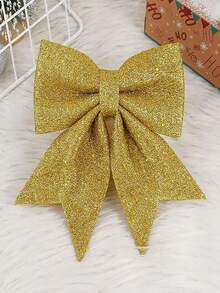 2pcs Christmas Bow Gold Glitter Bow Christmas Tree Hanging Ornaments, Home Christmas Decor - Multicolor - View 6