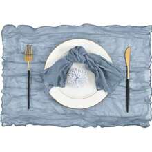 Cheesecloth Table Runner And Napkins Set,Romantic Atmosphere Boho Gauze Cheese Cloth 22*71inch/22*118inch Table Runner With Napkins, Rustic Wrinkled Table Runner And Napkins For Spring Summer Bridal Shower Wedding Shower Garden Room Decor Birthday Party Dinner Table Advanced Banquet Decor And Various Festival Parties Decor-1Pc/1+6pcs/2+12pcs Gifts Beach Back To School School Supplies