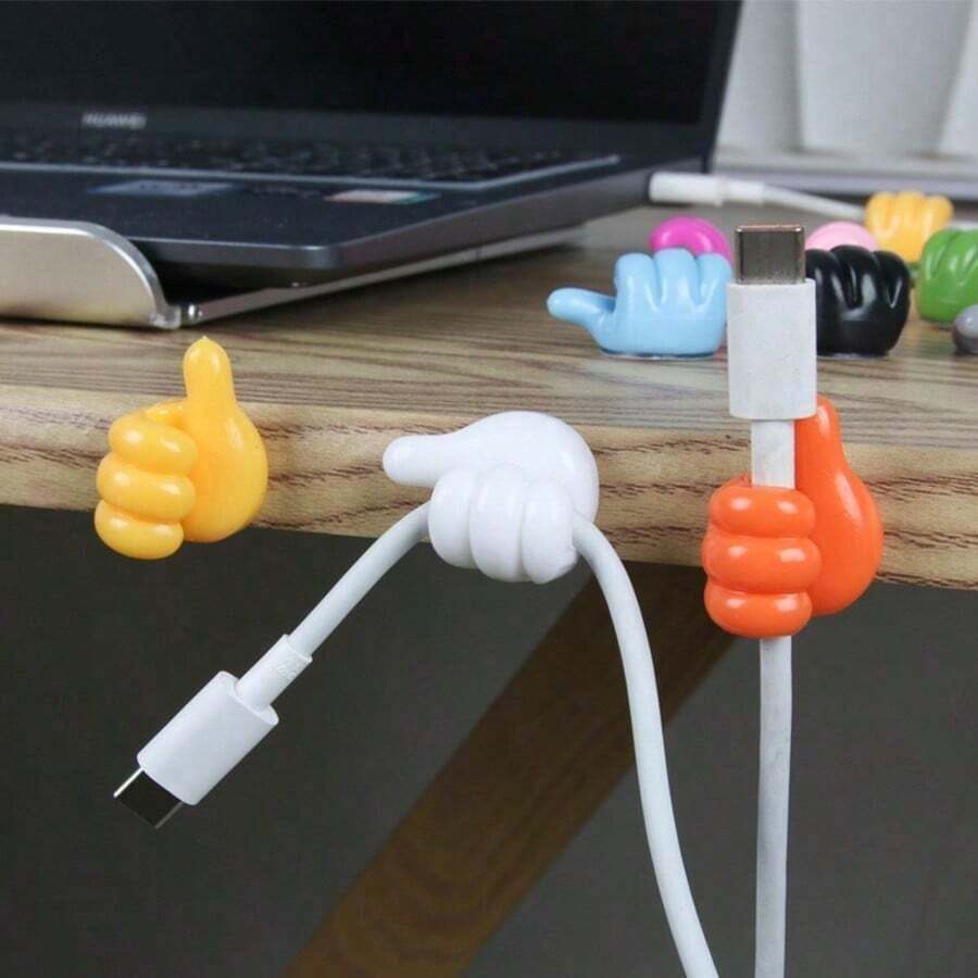 Thumb Hook Hub, And Cute Data Storage And Organizer, Desktop Tidy-Up, Thumb Sticky Hook For Office, Dorm And Home Use Cable Organizer Charger Accessories