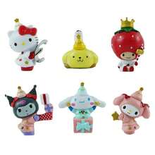 Sanrio 6pcs Christmas My Melody Sanrio Kuromi Cinnamoroll Blind Box Figurines Toys