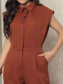 ALETHEIA - ELEGANT TAILORED JUMPSUIT FOR WOMEN WITH JAPANESE SLEEVES, TANK TOP WITH ELASTIC WAISTBAND AT THE BACK - 鏽 - 查看 2