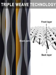 1件装时尚简约黄灰色半透明隔热印花窗帘，适用于节日派对、客厅和卧室 - 彩色 - 查看 3