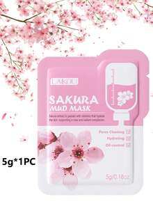1/5/10/12/120/30/50pcs Pack Sakura Face Mask, Cleansing Clay Mask, Pore Cleansing, Moisturizing, Soothing, Brightening, Oil Control, Fine Texture, Gentle & Non-Irritating, Non-Drying, Convenient For Travel, Suitable For All Skin Types, Unisex - Pink - View 10