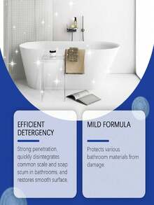 Bathroom Foam Cleaning Spray - This Multi-Functional Bathroom And Bathtub Cleaner Can Remove Stains And Dirt With Its Foaming Action. It Softens Surfaces And Enhances The Penetrating Power Of Detergents, Providing Stable Foam For Improved Cleaning Performance. The Strong Penetrating Formula Quickly Dissolves Common Bathroom Limescale And Soap Scum, Keeping Surfaces Smooth Without Damaging Various Bathroom Materials.