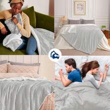 Manta Doble para Cama o Sofá, Manta Ultra Suave y Transpirable, Material de Alta Calidad, Adecuada para Climas Fríos, Manta Cálida de Shearling, Ligera, 180 * 200 cm (Color Perla, Doble) - gris - Ver 8