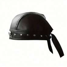 WoMen's Punk Style Skull Cap - Black Studded Faux Leather Bandana Head Wrap With Metal Trim, Adjustable Biker Doo Rag For Motorcycle & Hip Hop Fashion - 1 cái - Xem 4