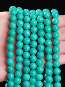 15 Inch 4/6/8/10/12mm Natural Stone Round Beads, Turquoise/White Turquoise/Blue Turquoise, Protective Energy/Prosperity/Chakra Healing Stones, For DIY Jewelry Making/Bracelets/Necklaces And Craft Accessories